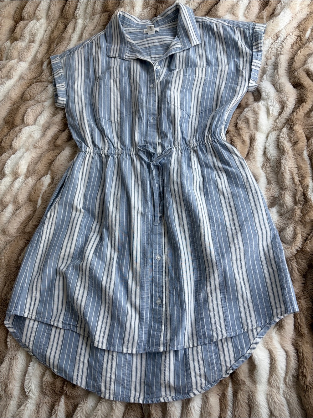 Jopna Blue Striped Asymmetrical Shirt Dress